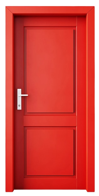 PSD la puerta roja aislada en blanco