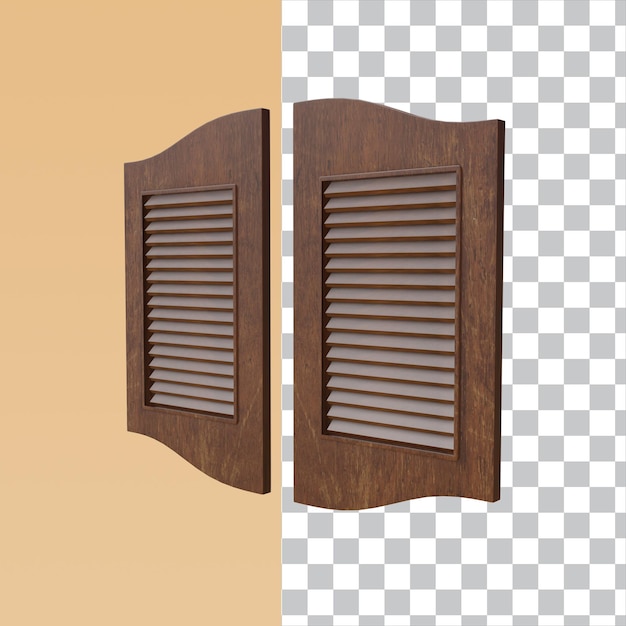 PSD puerta de vaquero de salón de render 3d aislada