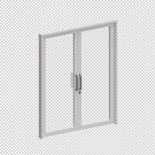 PSD puerta de vidrio de doble marco 3d render ilustración elemento 01