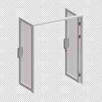 PSD puerta de vidrio de doble marco 3d render ilustración del elemento 07