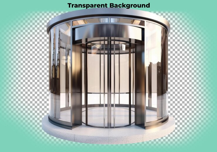PSD puertas de entrada giratorias aisladas sobre un fondo transparente