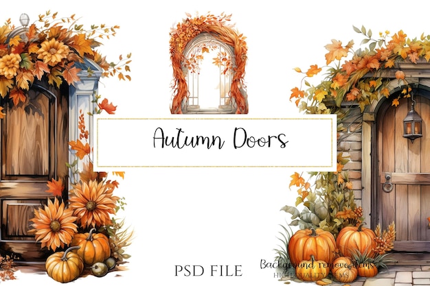 Puertas de otoño Clipart PSD Ilustraciones en PNG