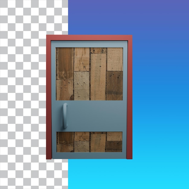 PSD las puertas de renderizado 3d de madera y metal aisladas