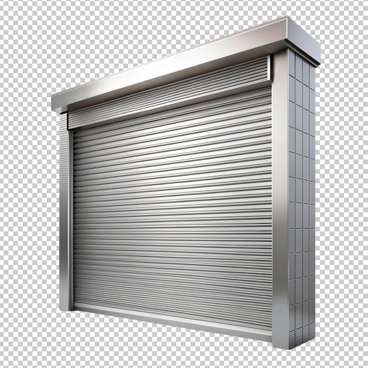 PSD puertas de rodillos de ventana 3d de metal sobre un fondo transparente