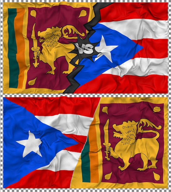 Puerto Rico contra Sri Lanka Media bandera combinada con textura 3D de la tela
