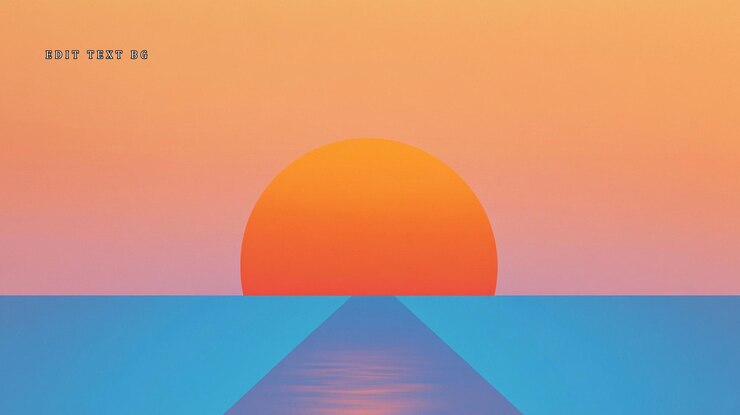 PSD puesta de sol minimalista sobre el océano tranquilo con un camino que conduce a él