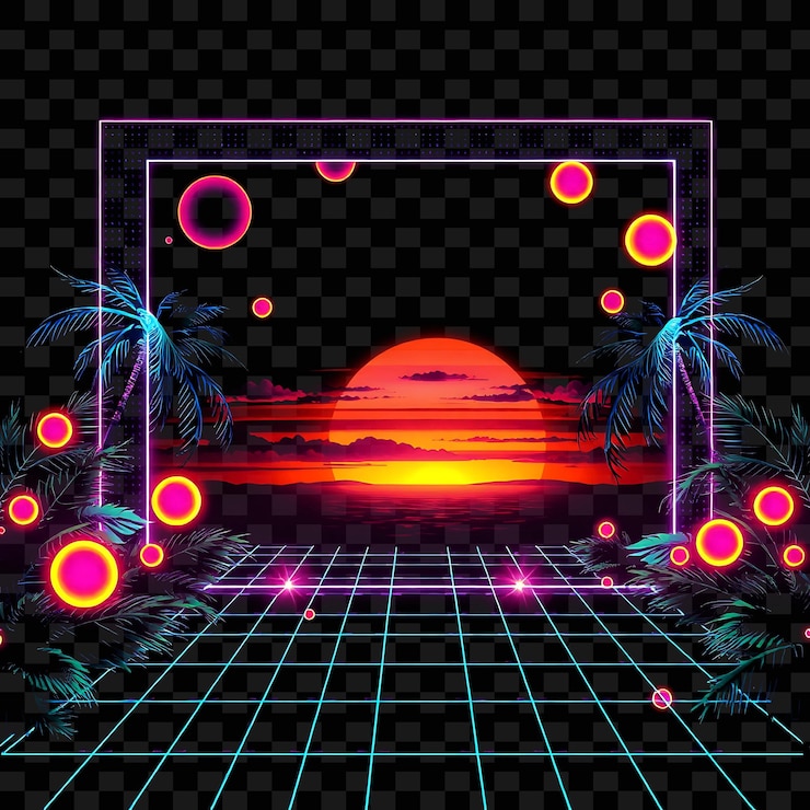 PSD una puesta de sol tropical con palmeras y una palmera