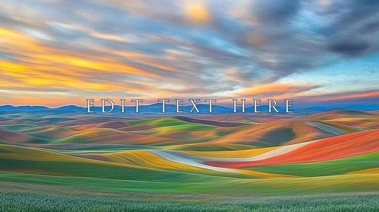 PSD una puesta de sol vibrante sobre coloridas colinas y tierras de cultivo