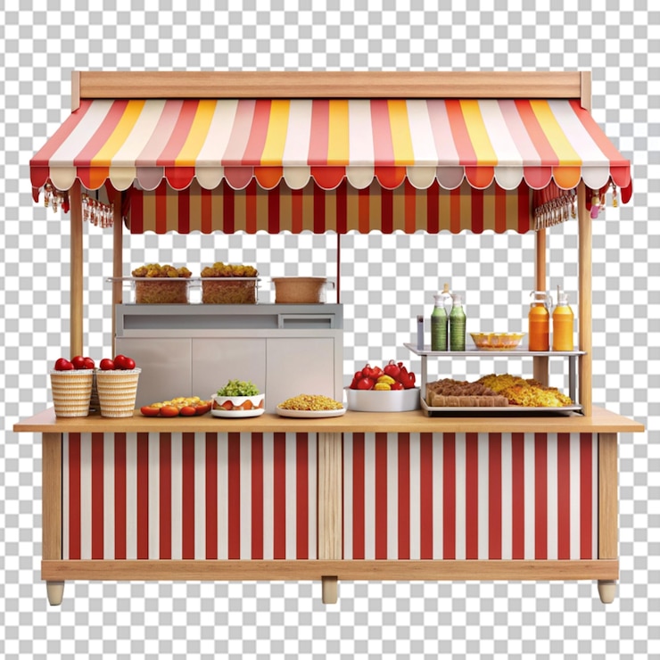 PSD puesto de comida del festival en un fondo transparente