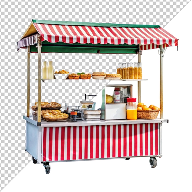 PSD puesto de comida en un fondo transparente