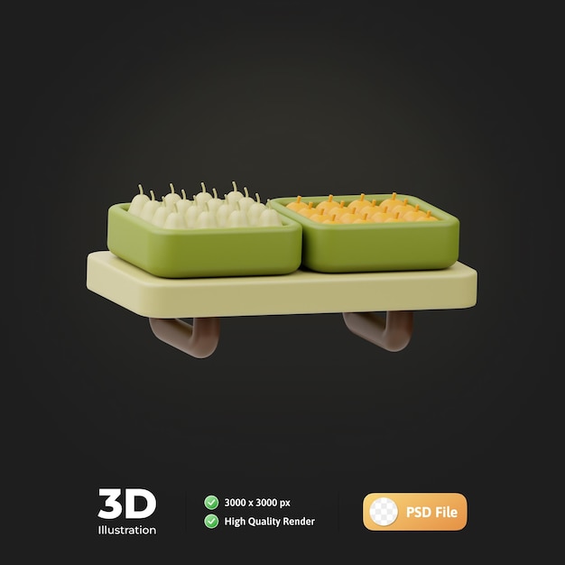puesto de frutas, mercado comercial, 3d, ilustración