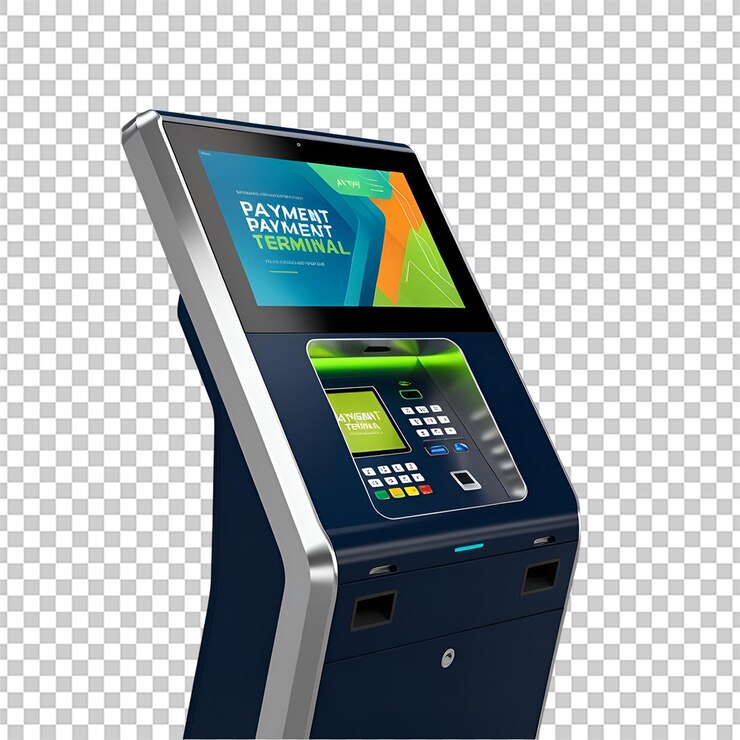 PSD el puesto publicitario de los terminales de pago está aislado sobre un fondo transparente en formatos png y psd