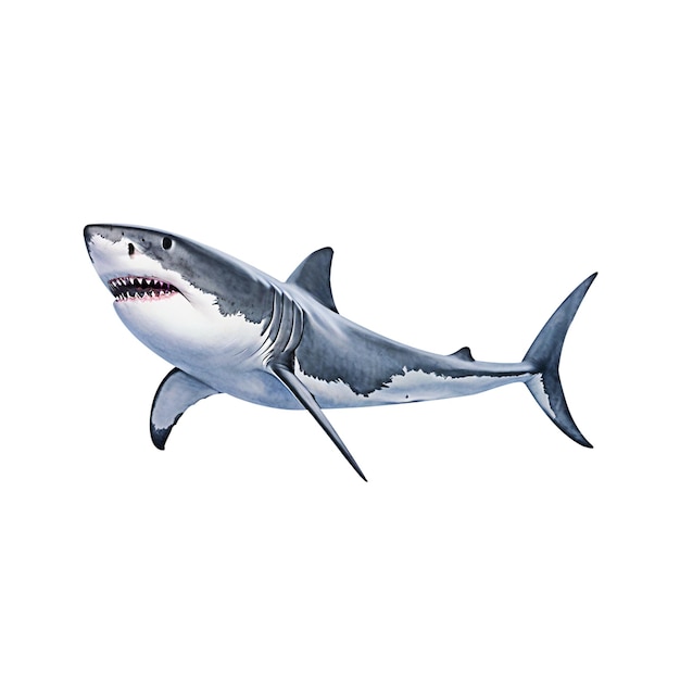 Le puissant grand requin blanc à l'arrière-plan transparent