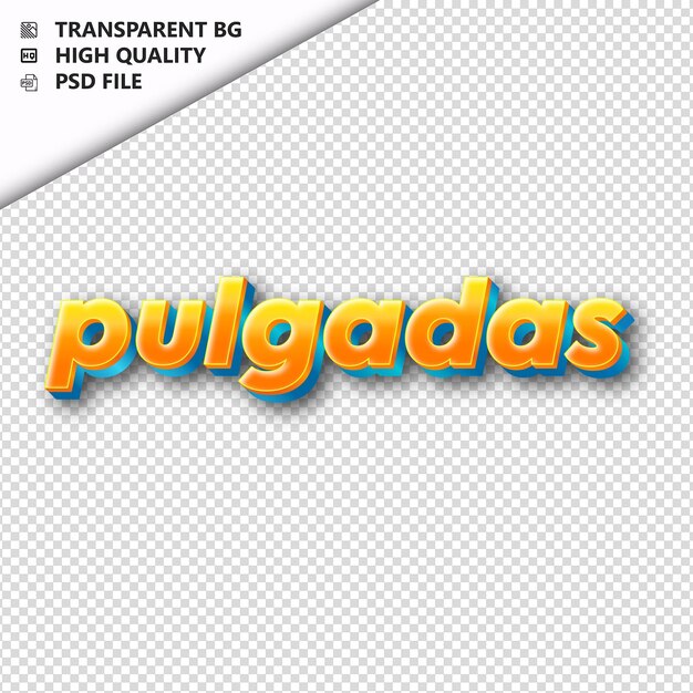 PSD pulgadas feitas de texto laranja com sombra transparente isolada