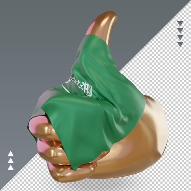 Pulgar 3d bandera de arabia saudita renderizado vista derecha