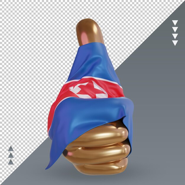 PSD pulgar 3d bandera de corea del norte renderizado vista frontal