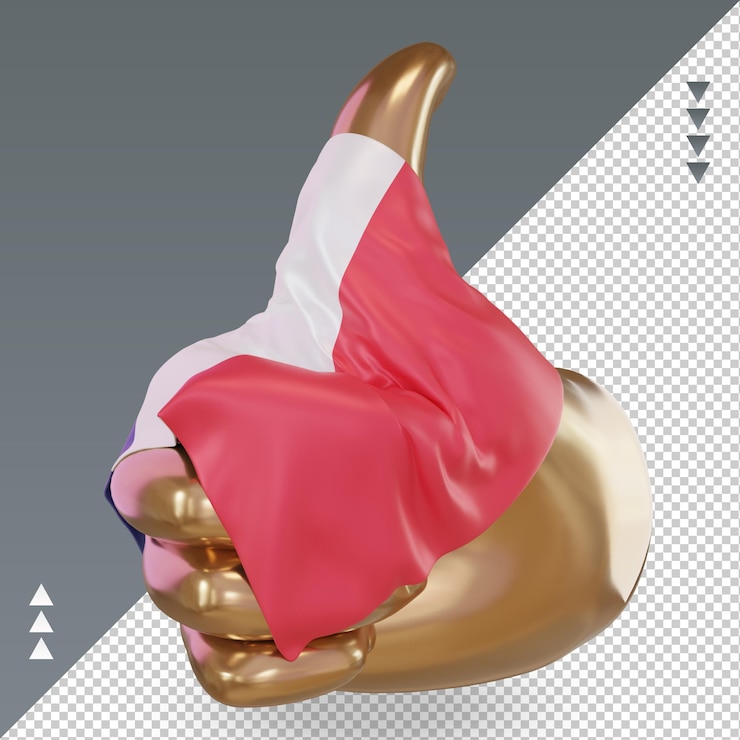 PSD pulgar 3d bandera de francia renderizado vista derecha