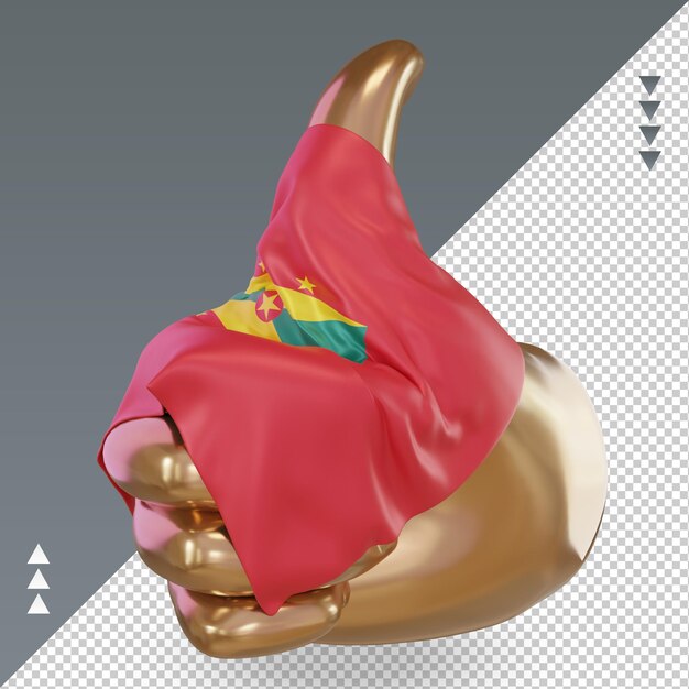Pulgar 3D bandera de Granada renderizado vista derecha