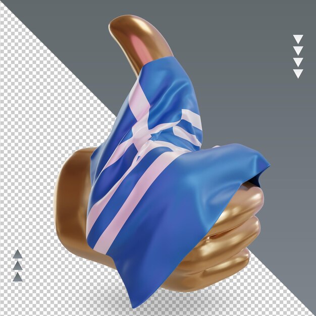 PSD pulgar 3d bandera de grecia renderizado vista izquierda