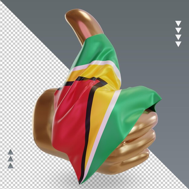 PSD pulgar 3d bandera de guyana renderizado vista izquierda