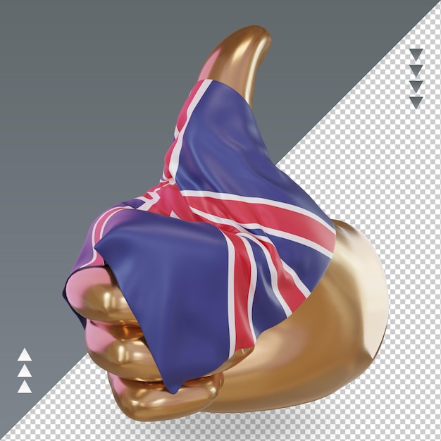 Pulgar 3d bandera de reino unido renderizado vista derecha