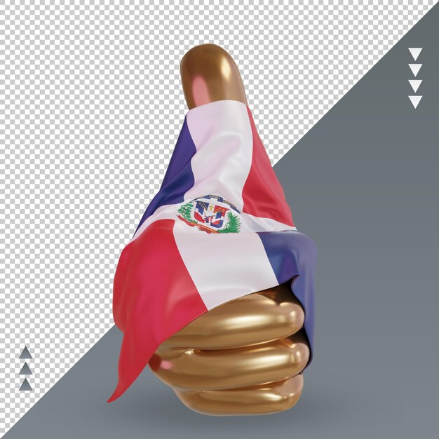 Pulgar 3d bandera de república dominicana representación vista frontal