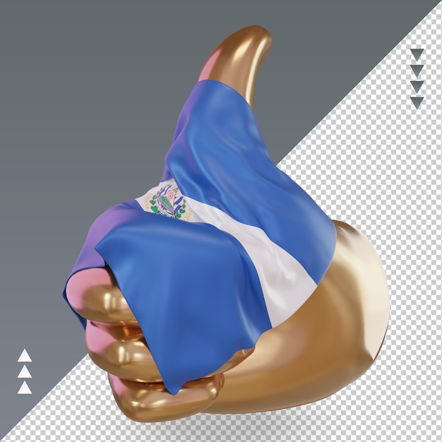 PSD pulgar 3d bandera de el salvador renderizado vista derecha