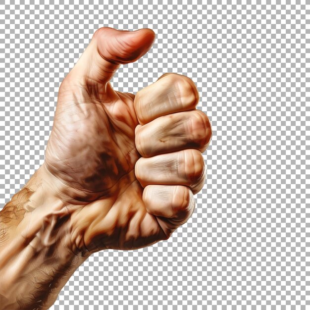 Pulgares arriba mano en el fondo transparente generado por Ai