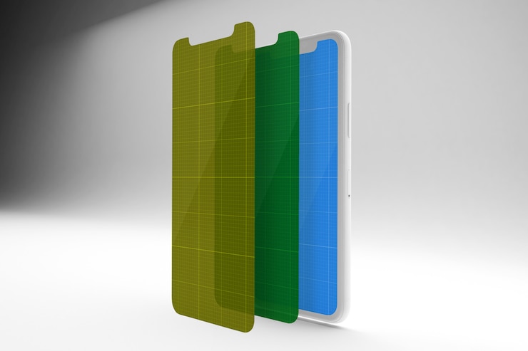 PSD pulisci schermi mobili mockup