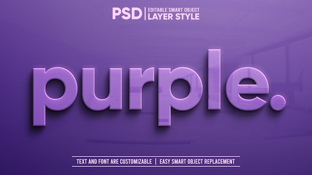 Pulisci viola con riflesso su granito 3D effetto testo modificabile Mockup