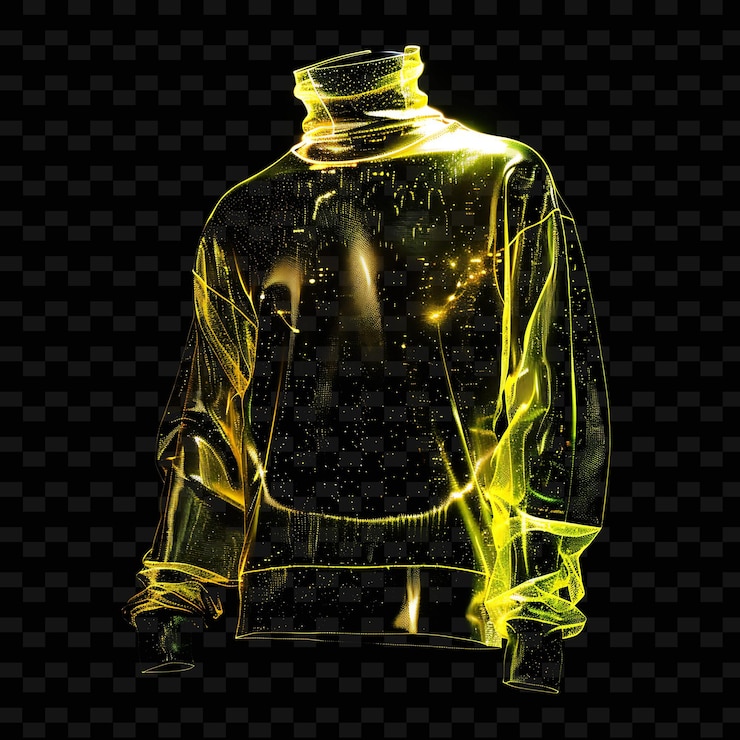 PSD pullover com pescoço de tartaruga feito com acetato chiffon brilhante i png unique neon vestuário de moda