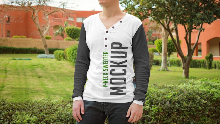 PSD pullover mit v-ausschnitt mockup