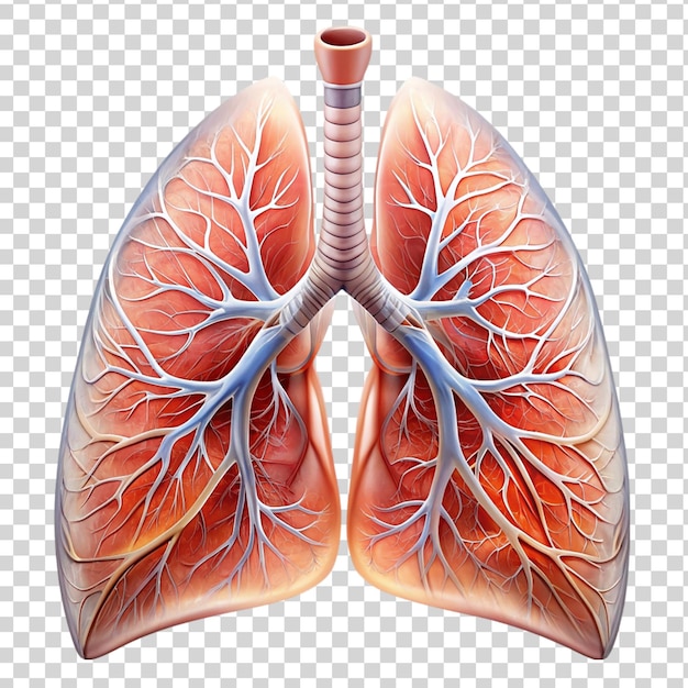 PSD pulmões humanos isolados sobre um fundo transparente