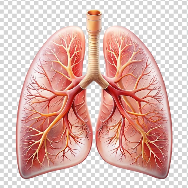 PSD pulmões humanos isolados sobre um fundo transparente