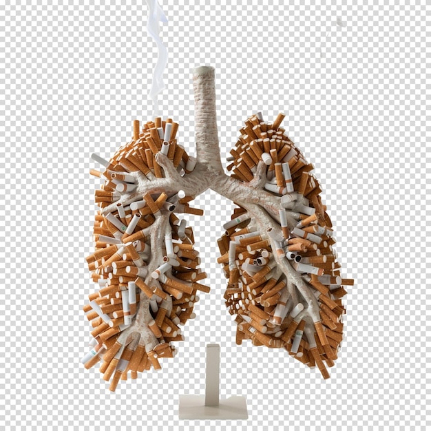 Pulmones de cigarrillo aislados sobre un fondo transparente
