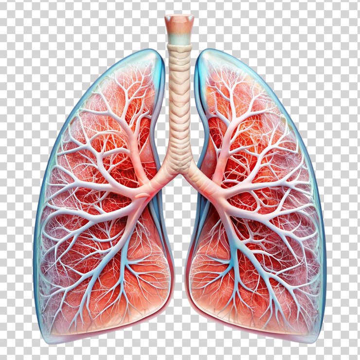 PSD pulmones humanos aislados sobre un fondo transparente