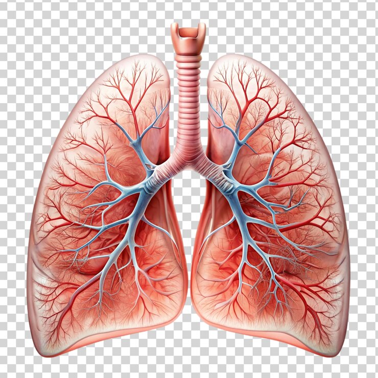 PSD pulmones humanos aislados sobre un fondo transparente