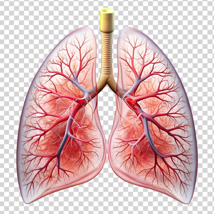 PSD pulmones humanos aislados sobre un fondo transparente