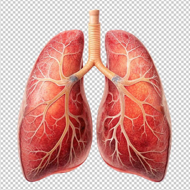 PSD pulmones humanos frescos sobre un fondo transparente