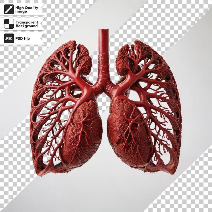 PSD pulmones humanos psd en fondo transparente con capa de máscara editable