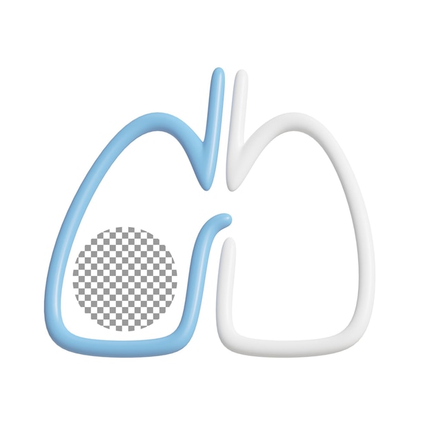 PSD los pulmones de la salud icono 3d de fondo transparente