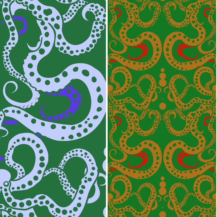 PSD pulpo con intrincada silueta arte de línea diseño mínimo un patrón de naturaleza diseños vectoriales