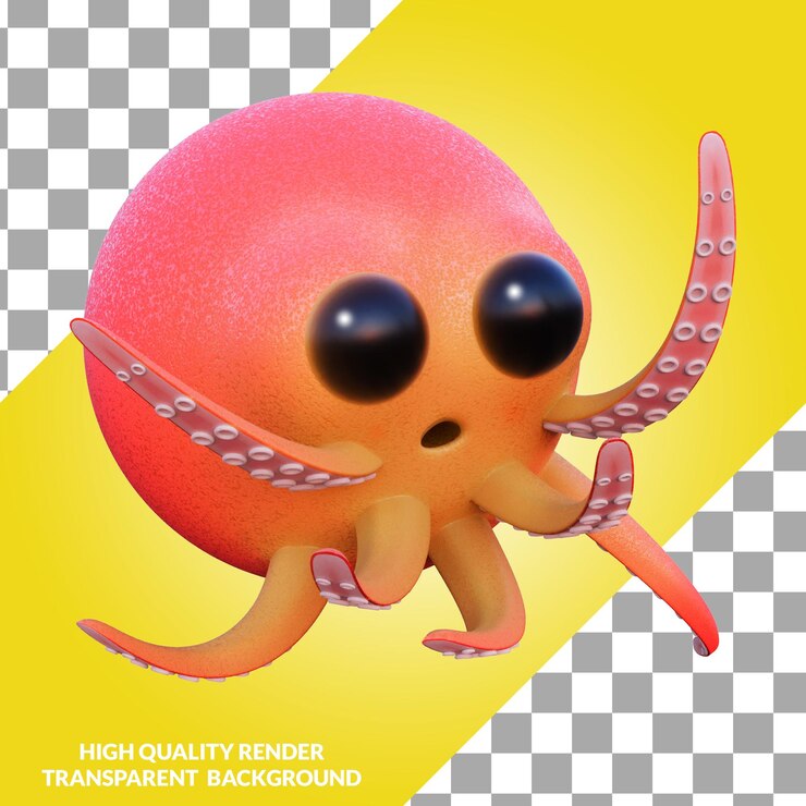 PSD pulpo personaje ilustrado 3d