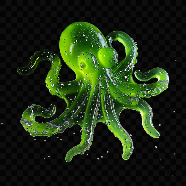 PSD un pulpo verde con las palabras pulpo verde en un fondo negro