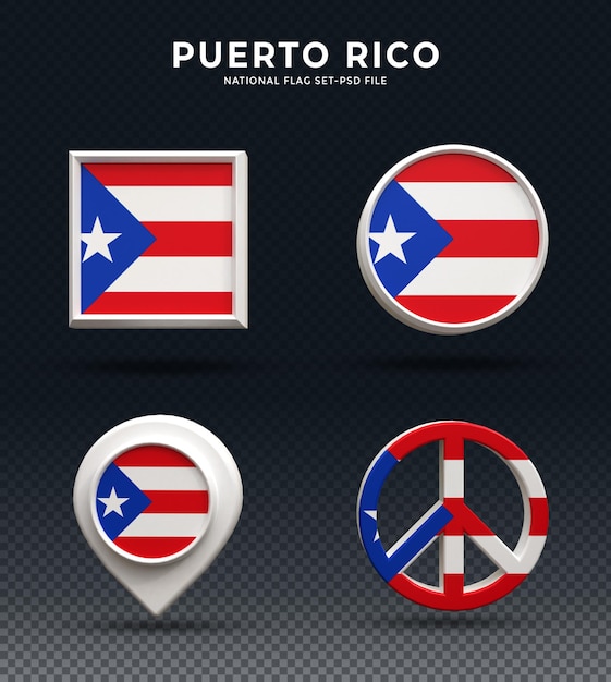 pulsante a cupola di rendering 3d bandiera porto rico e su base lucida