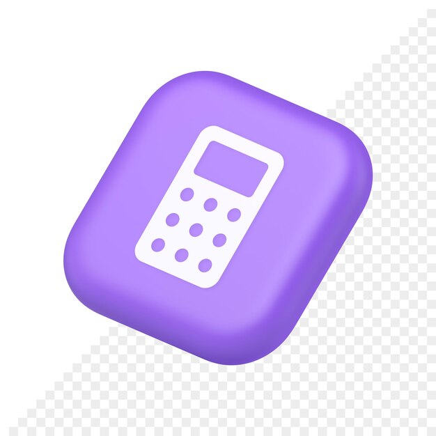 Pulsante calcolatrice numero matematico conteggio web application design simbolo applicazione sito web icona rendering 3d