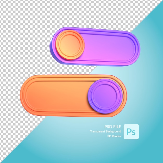 pulsante on off rendering dell'illustrazione 3d