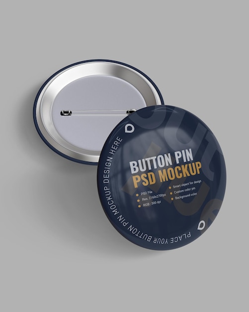 Pulsante PIN mockup per il branding PSD