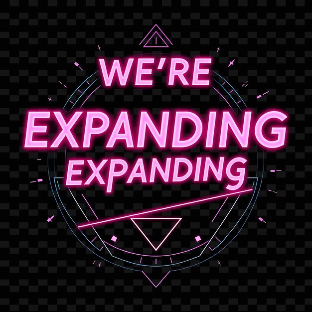 Pulsating Were Expanding Text in a Gradient of Neon Charged Pink and Magenta Geometric Pattern