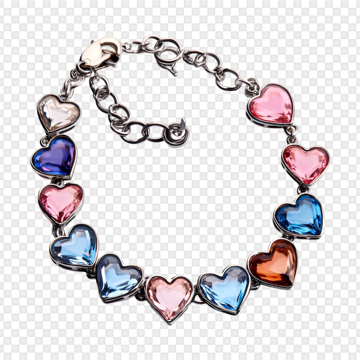 PSD pulseras de cristal en forma de corazón